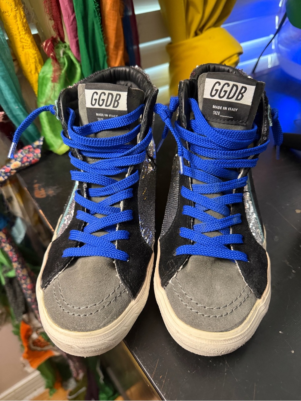 Golden Goose Slide Sequined High-Top Sneakers EU 36